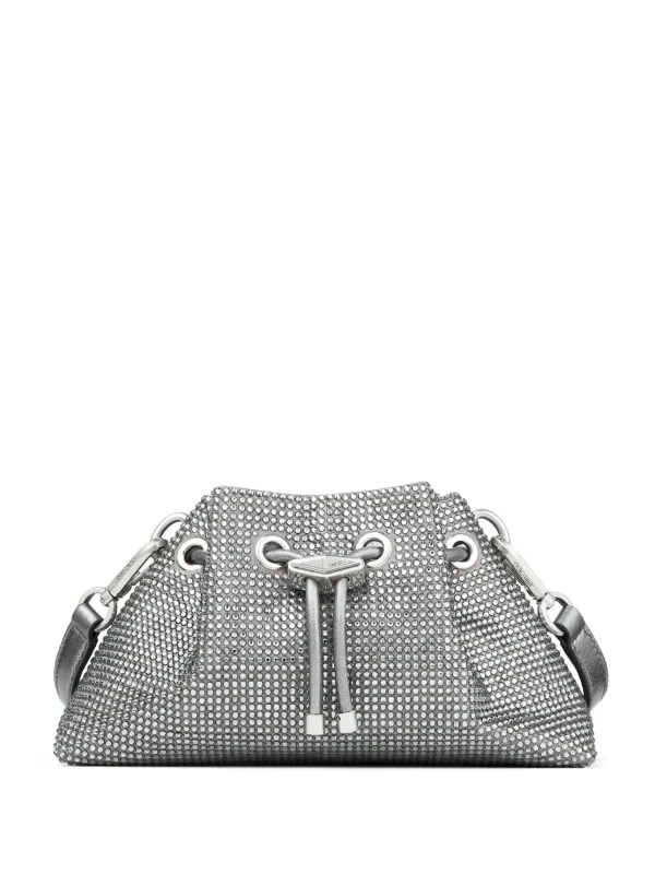 Jimmy Choo small Cinch shoulder bag women Crystal Satin One Size Silver