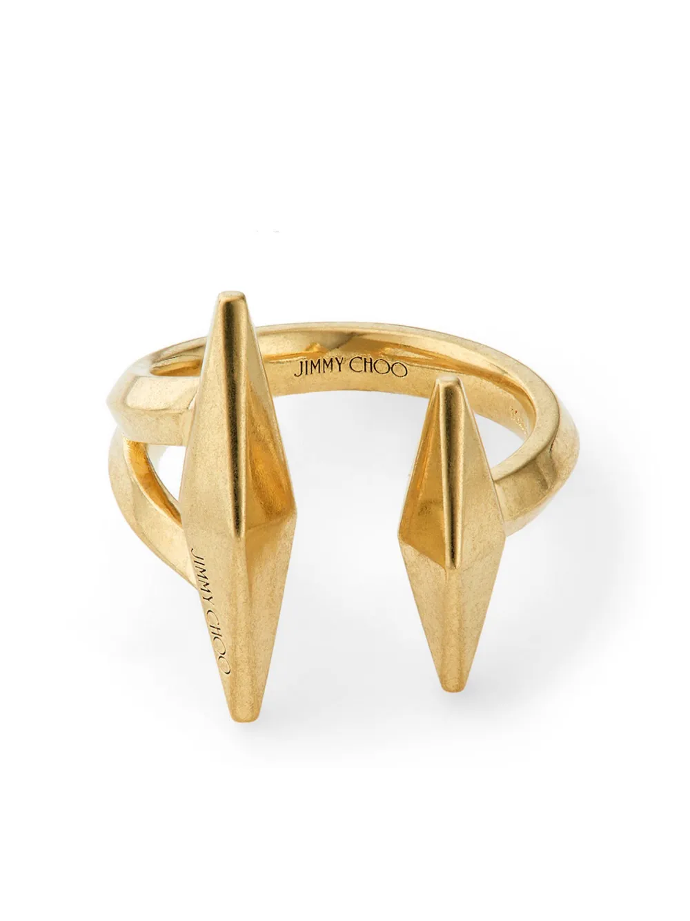 Shop Jimmy Choo Logo-engraved Ring In Gold