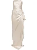 Michelle Mason strapless gathered silk gown - Grey