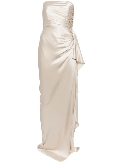 Michelle Mason strapless gathered silk gown 