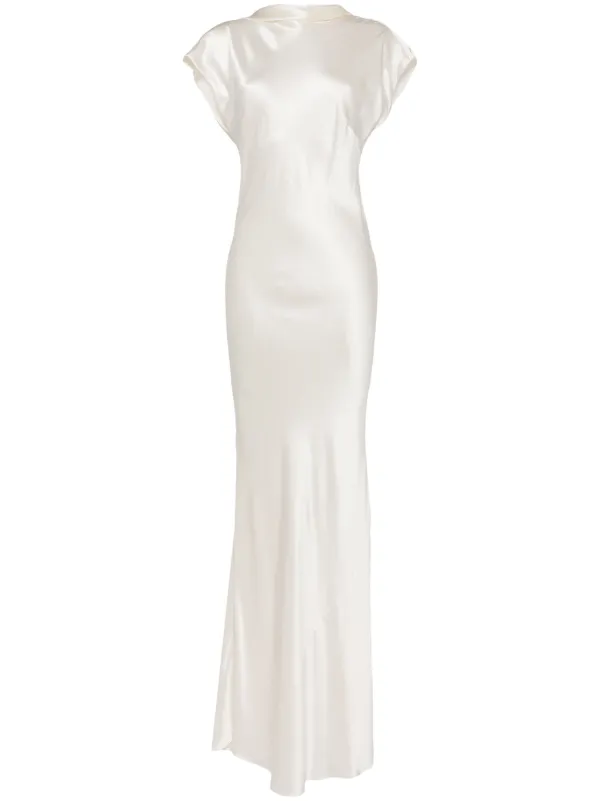 mason silk dress Open back long sleeve gown