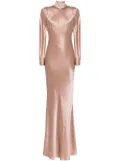 Michelle Mason long sleeve silk gown - Pink