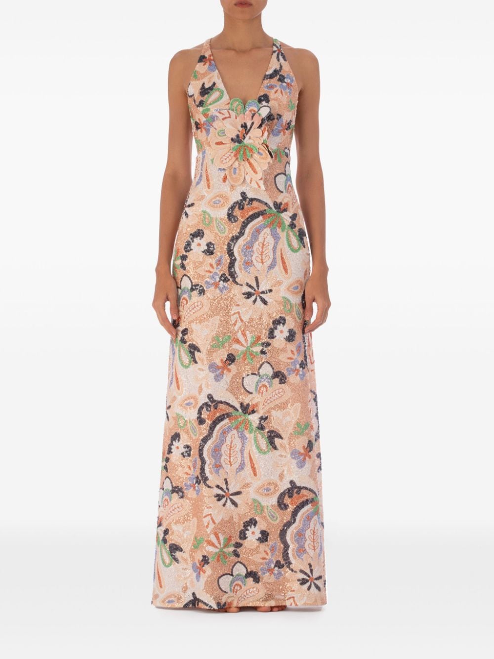 Silvia Tcherassi Daira maxi-jurk met pailletten - Beige