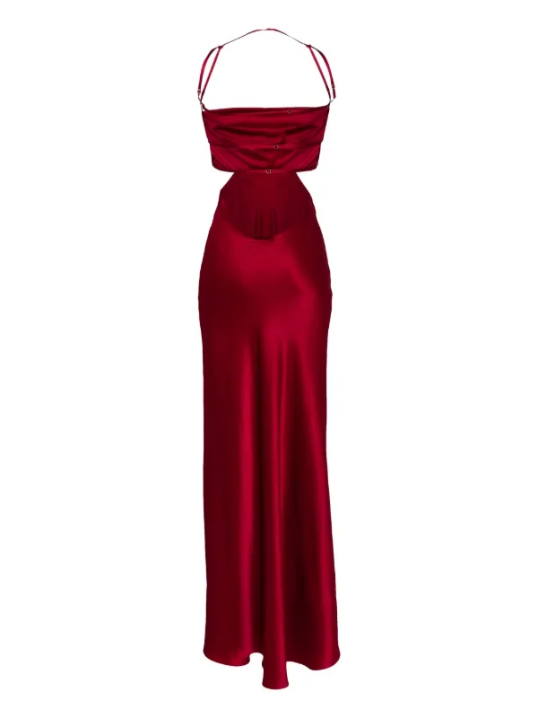 open lace back dress Asymmetrical gathered gown