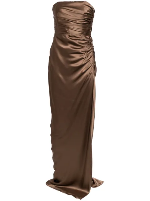 Michelle Mason strapless gathered silk gown
