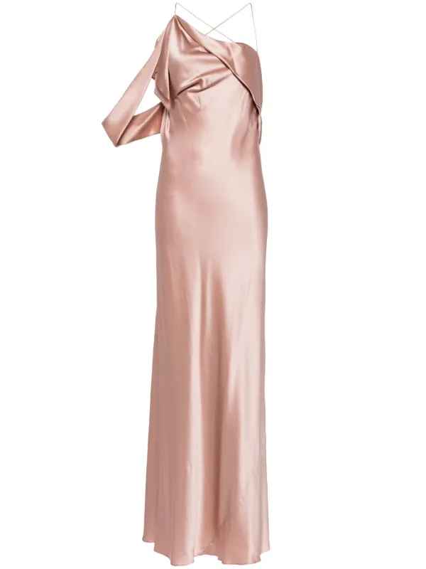 Michelle Mason Asymmetric Design Silk Gown Pink FARFETCH IN