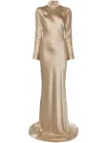 Michelle Mason long sleeve silk gown - Neutrals