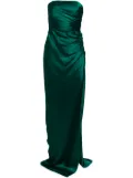 Michelle Mason strapless gathered silk gown - Green