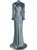 Michelle Mason long sleeve silk gown - Blue