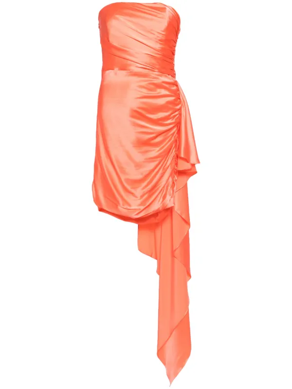 Michelle Mason Strapless Gathered Silk Mini Dress Orange FARFETCH CA