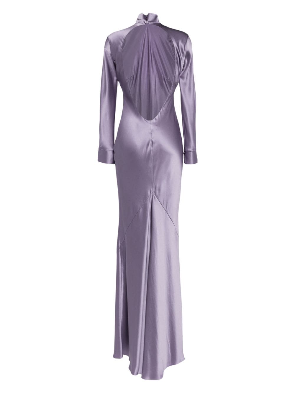 Shop Michelle Mason Long Sleeve Silk Gown In Purple