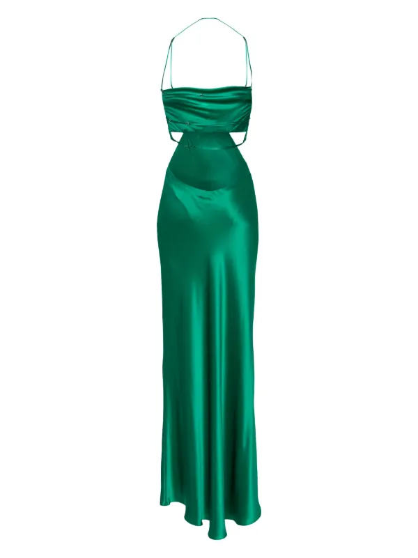 Michelle Mason Silk Maxi Dress Green FARFETCH IN