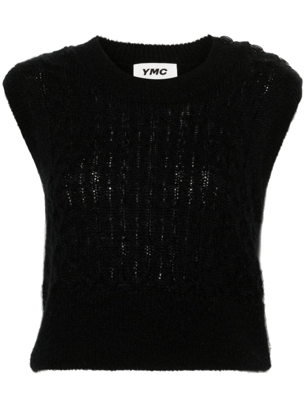 Ymc You Must Create Farrow Cable-knit Waistcoat In Black