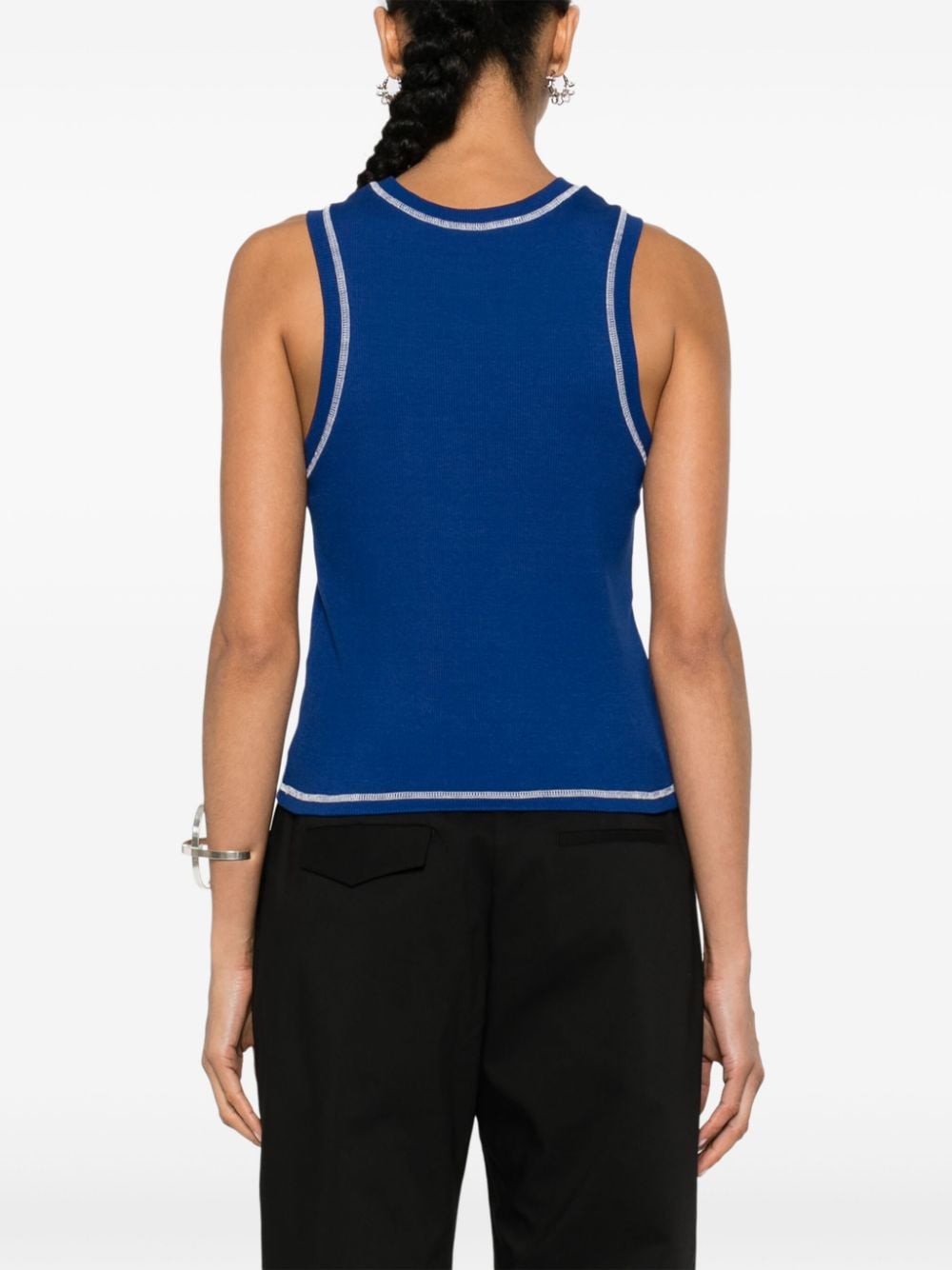 Shop Ymc You Must Create Dot Ribbed Tank Top In Blue