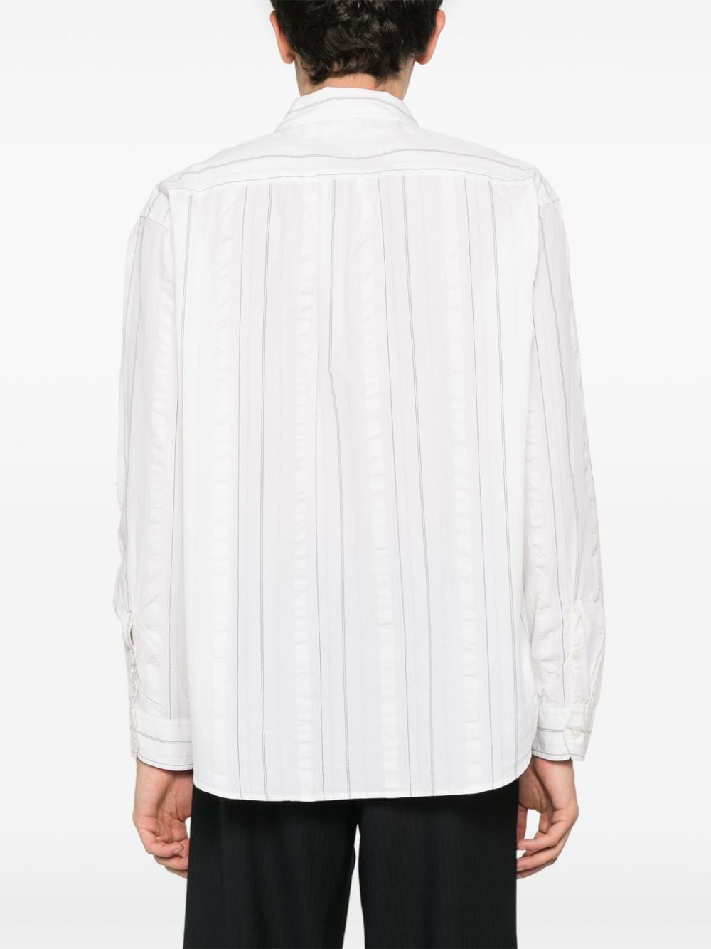 Shop Mfpen Generous Striped Cotton Shirt In White
