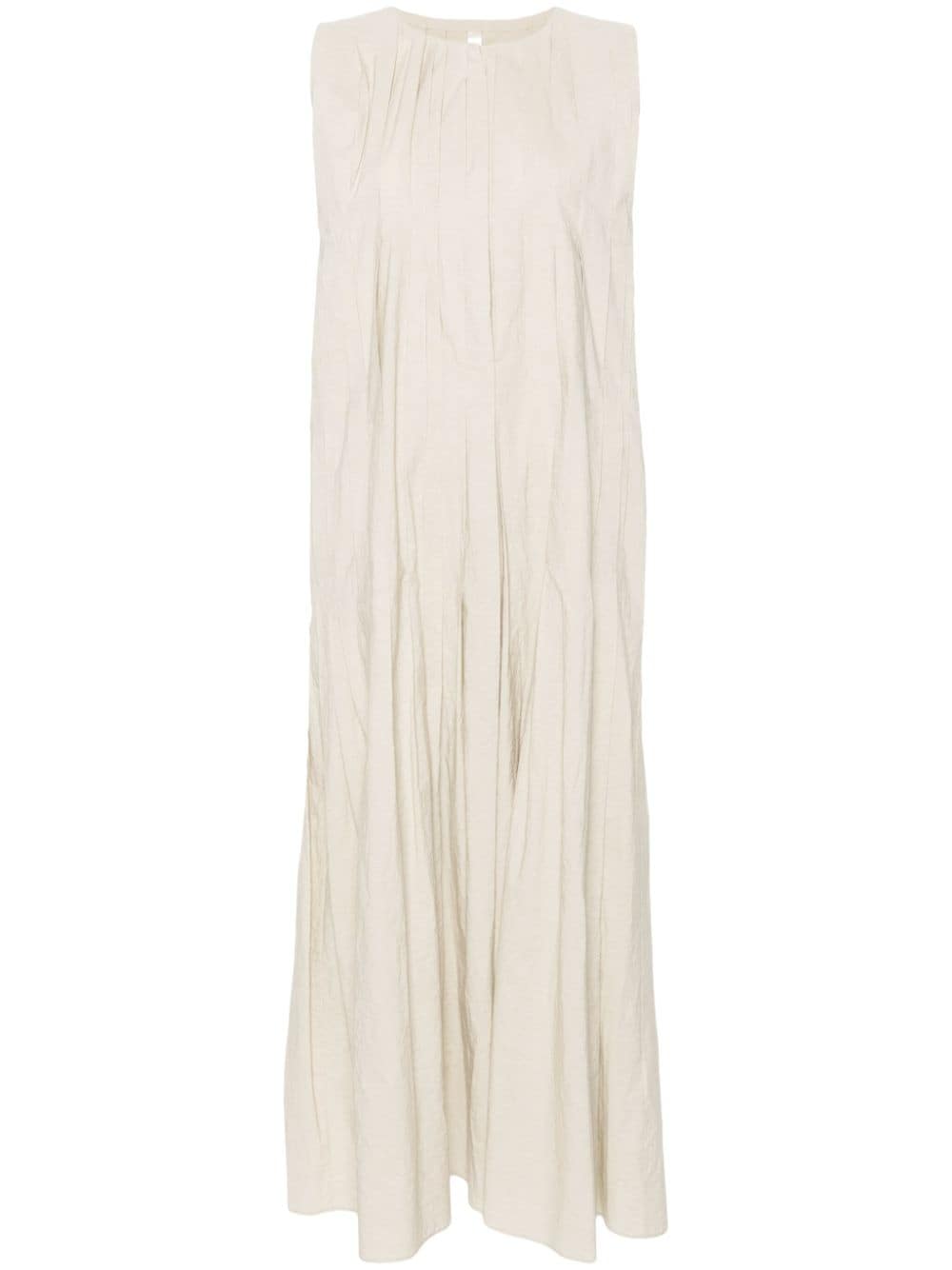 LAUREN MANOOGIAN PLISSÉ SLEEVELESS MAXI DRESS