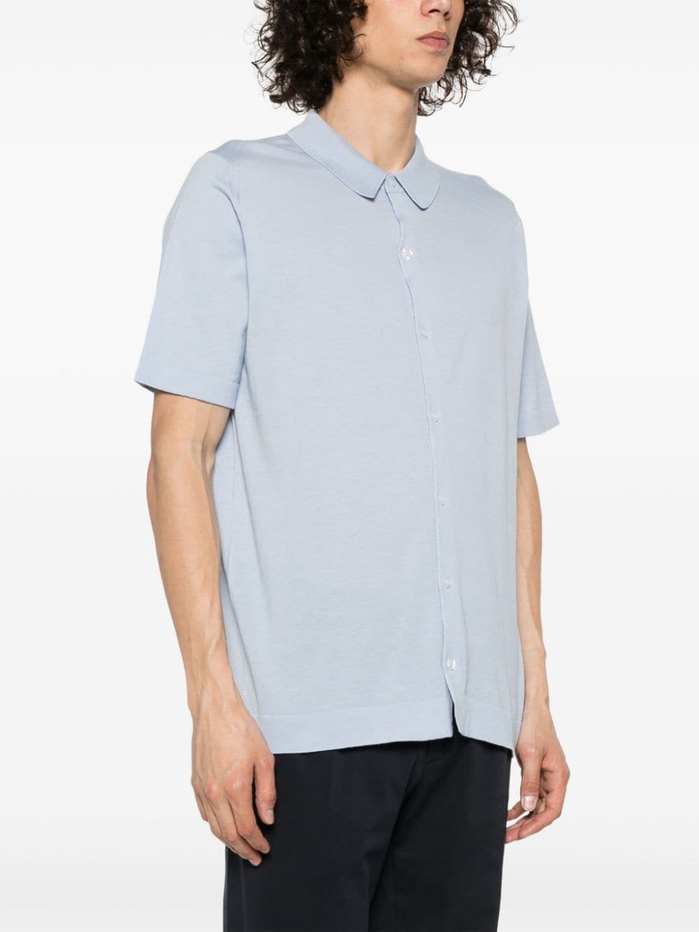 Shop John Smedley Fine-knit Short-sleeved Shirt In Blue