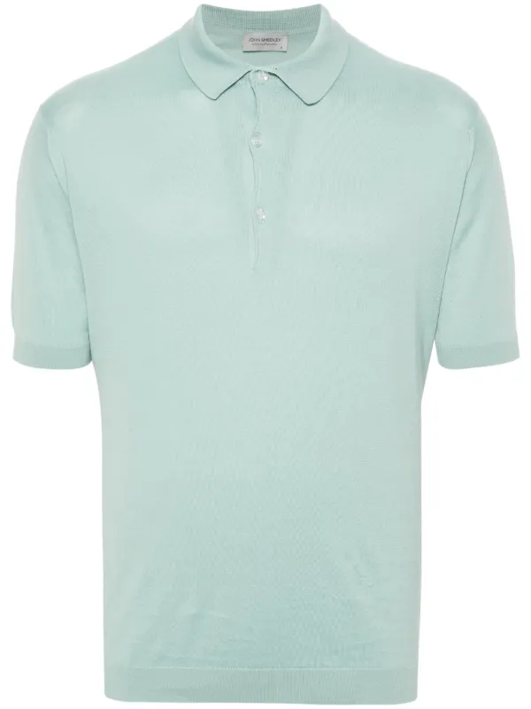 John Smedley Adrian fine-knit Polo Shirt Green FARFETCH JO