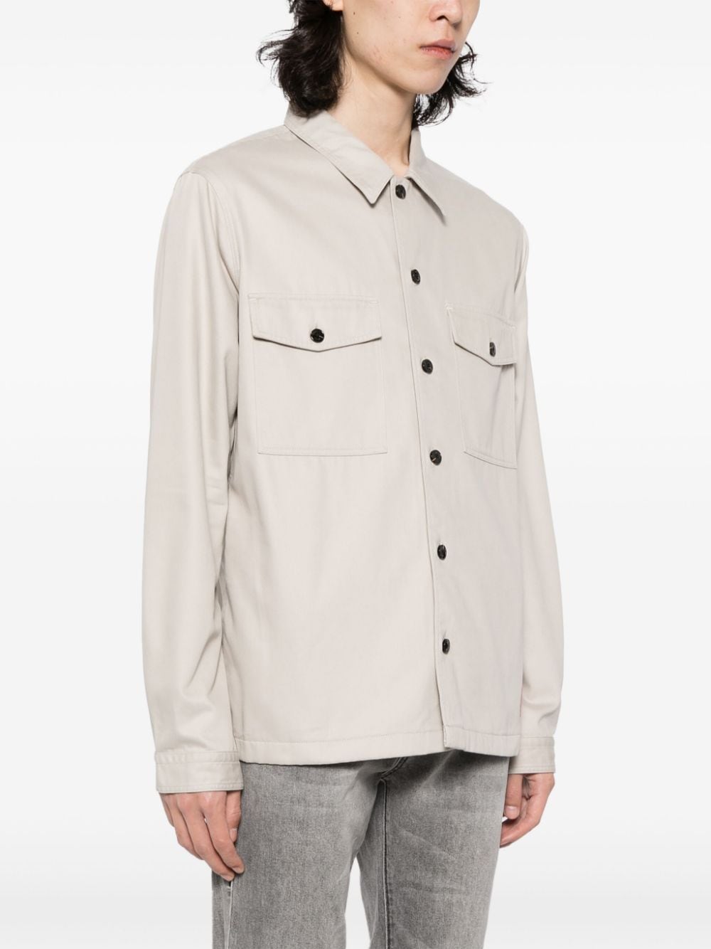 Shop Hugo Long-sleeve Cotton Jacket In Grey