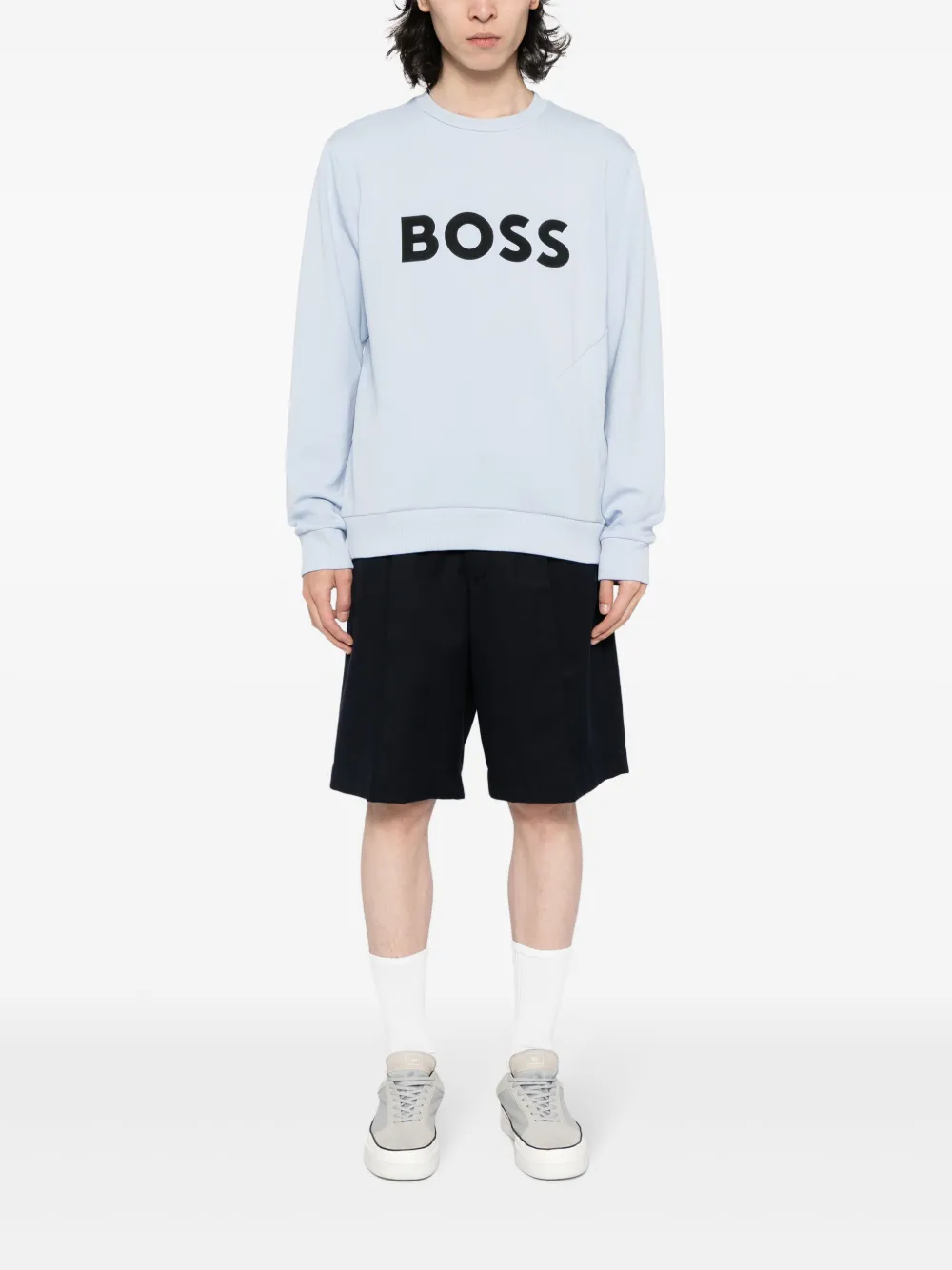 BOSS Trui met logoprint - Blauw