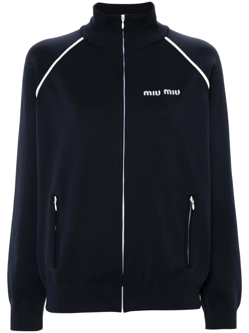 Miu Miu Cardigan modello felpa con profili a contrasto - Blu