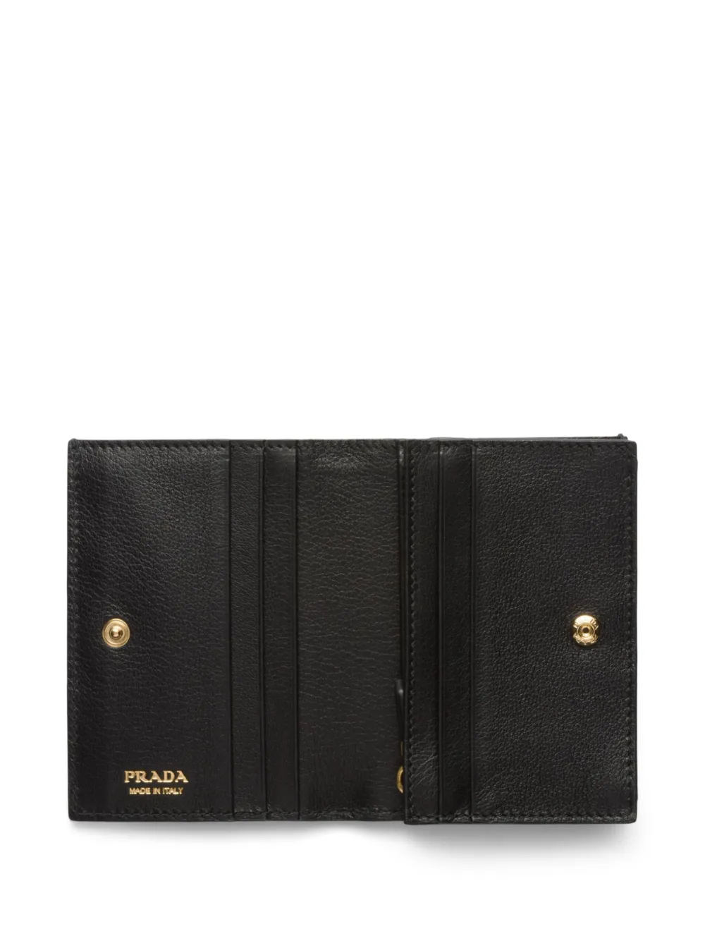 Prada Leren kleine portemonnee met logo-reliëf Zwart
