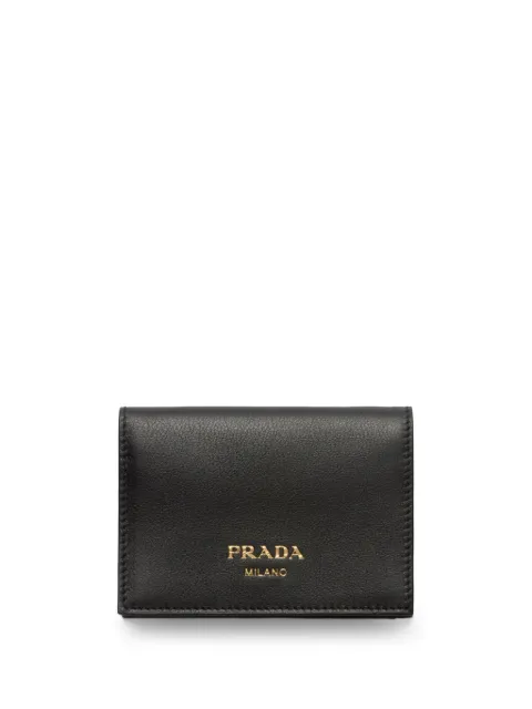 Prada embossed-logo small leather wallet