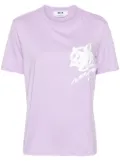 MSGM floral-logo print T-shirt - Purple