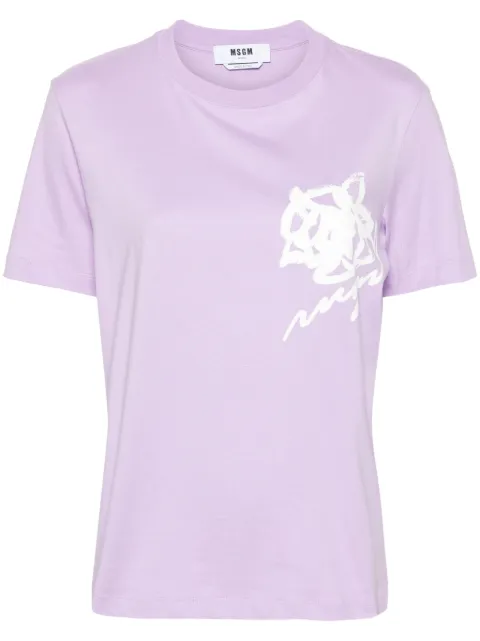 MSGM floral-logo print T-shirt