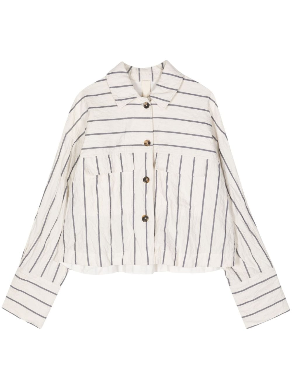 Forme D'expression Striped Drop-shoulder Shirt Jacket In White