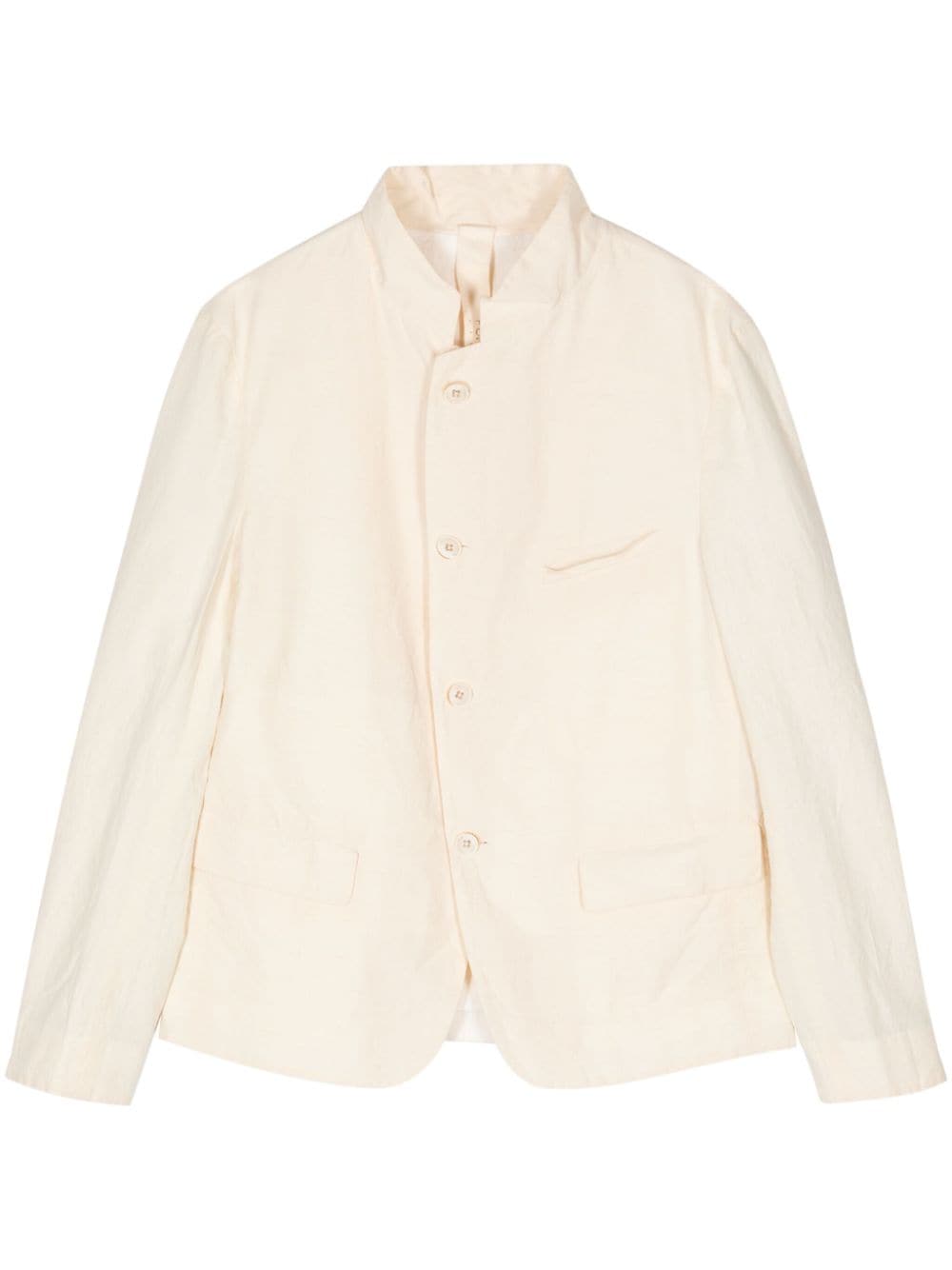 Forme D'expression crinkled-finish button-up shirt jacket Beige