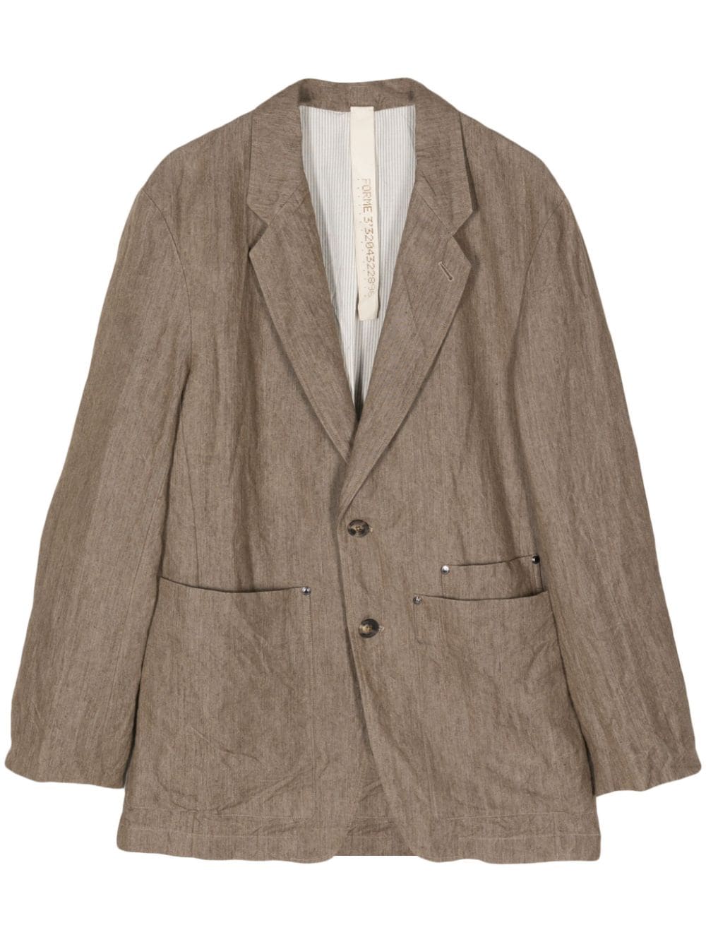 Forme D'expression Single-breasted Rear-vent Blazer In Brown
