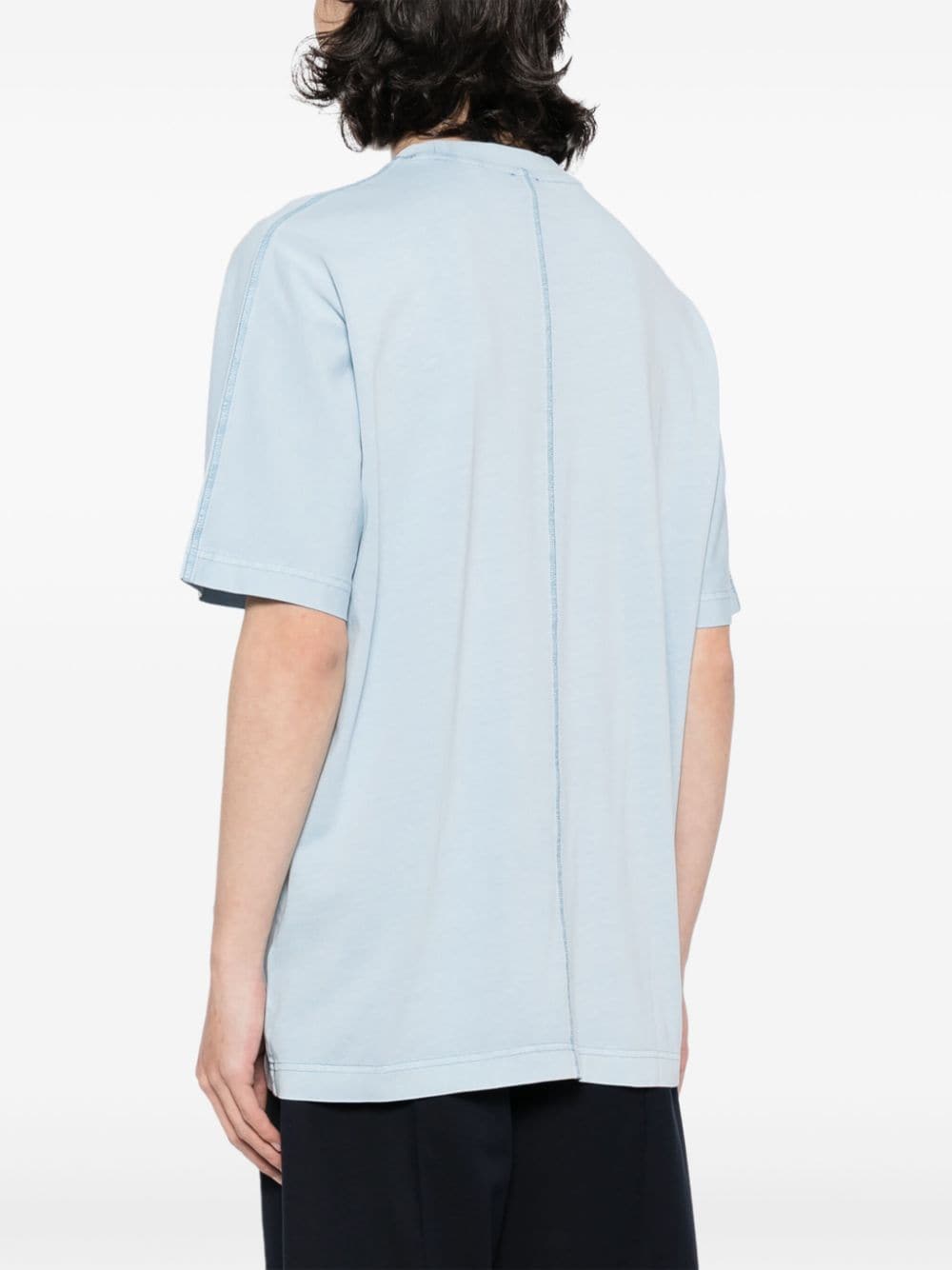 Shop Hugo Boss Embroidered-logo Cotton T-shirt In Blue