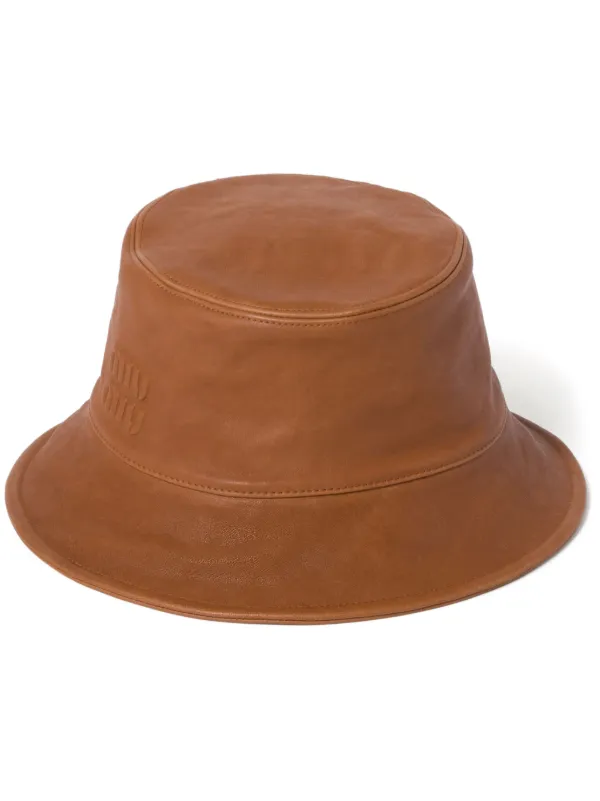 Miu Miu Leather Bucket Hat Brown FARFETCH UK