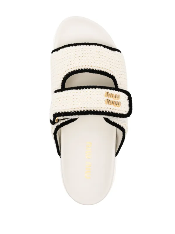 miu miu ホワイト サンダル ストラップ付き Miu Miu タッチストラップ サンダル | ホワイト | FARFETCH JP