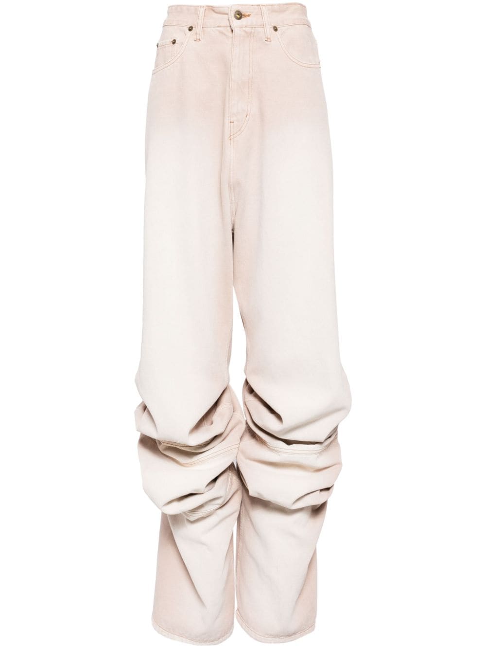 Shop Y/project Wrinkled Mid-rise Wide-leg Jeans In Pink