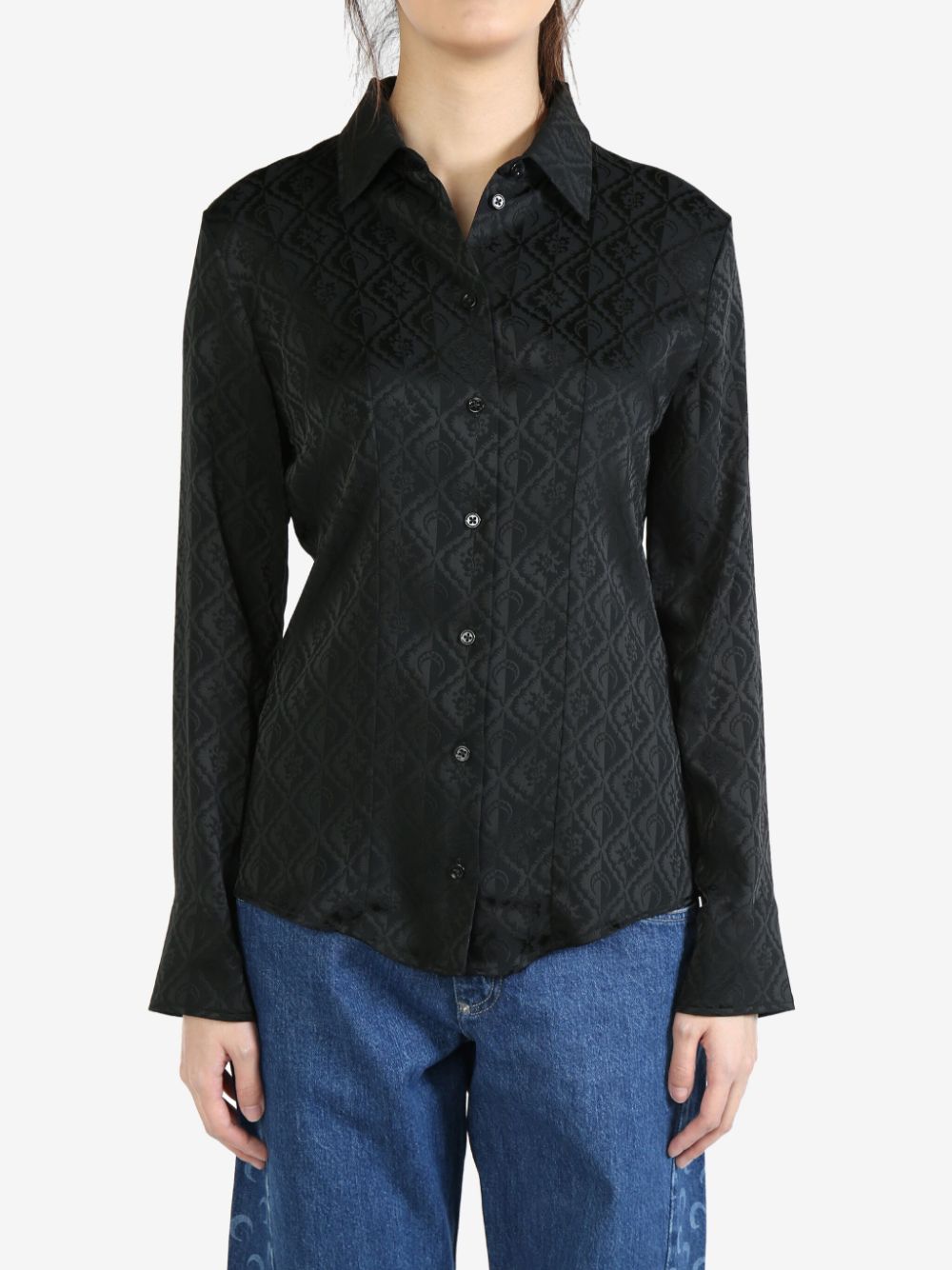 Shop Marine Serre Moon Diamant Jacquard Shirt In Black