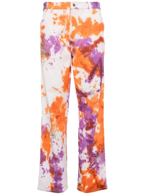 DES PHEMMES tie-dye crystal-embellished jeans