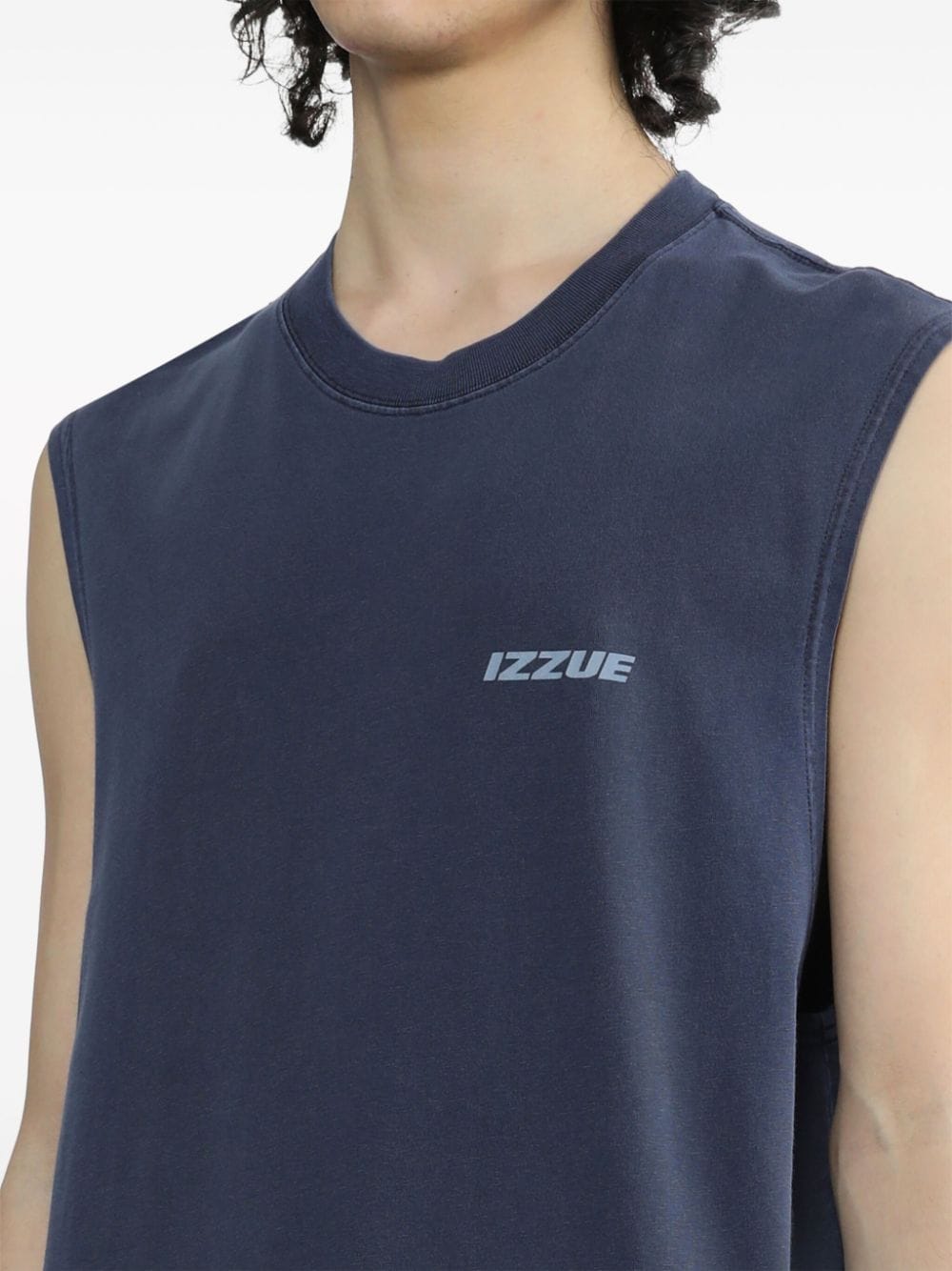 Shop Izzue Logo-print Cotton Tank Top In Blue