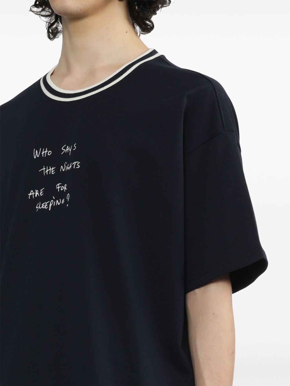 Shop Five Cm Text-print Cotton T-shirt In Blue