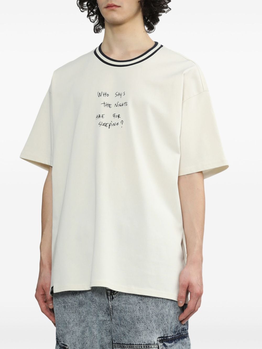 Shop Five Cm Text-print Cotton T-shirt In White