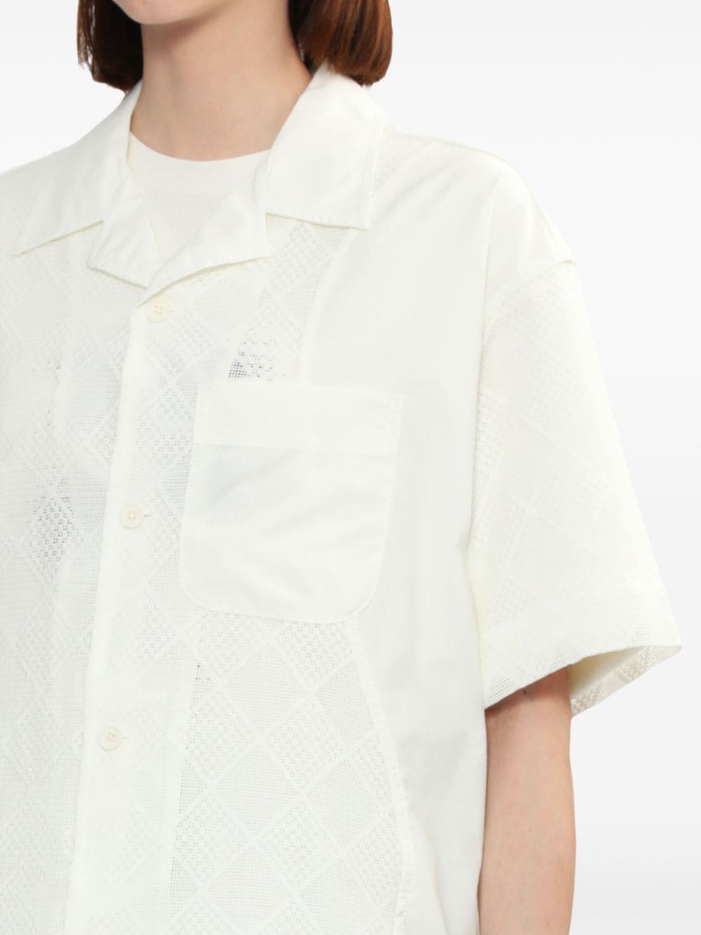 Shop Five Cm Geometric-pattern Cotton Shirt In White