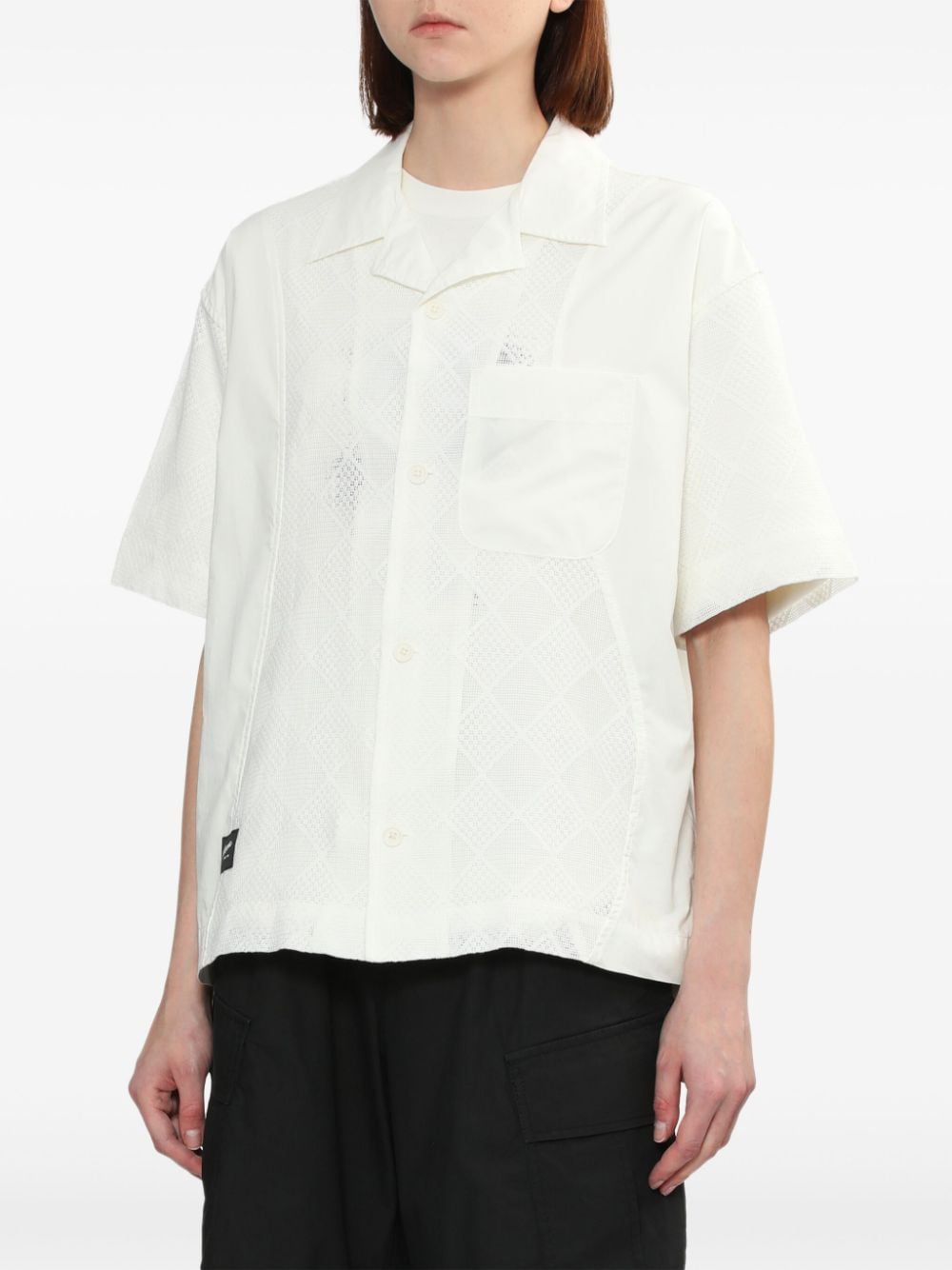 Shop Five Cm Geometric-pattern Cotton Shirt In White