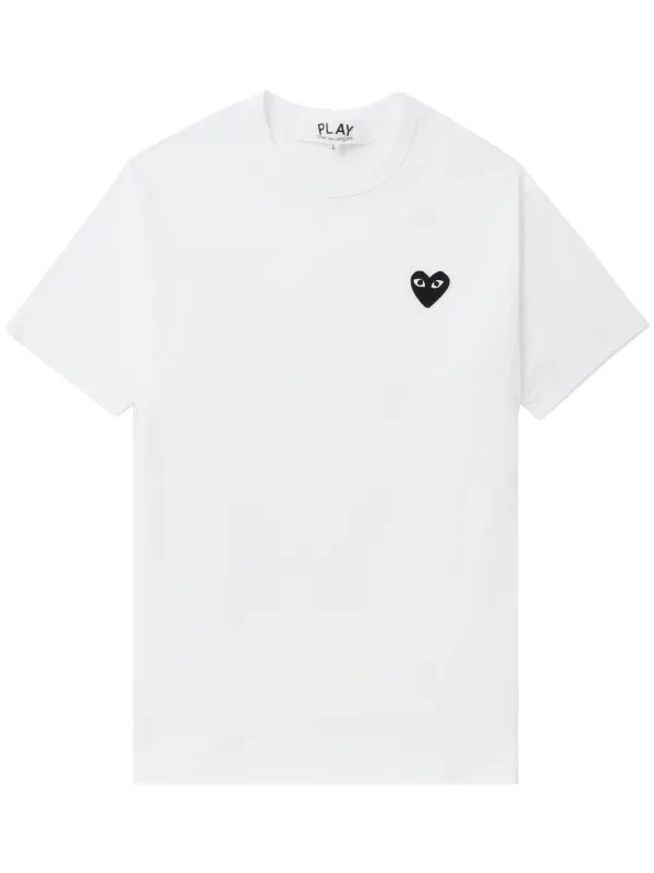 Comme Des Garcons Play logo applique Cotton T shirt White FARFETCH TR