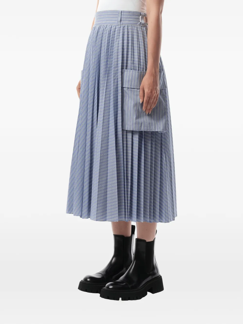 sacai Gestreepte plooirok Blauw