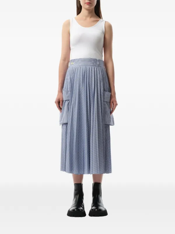 Sacai ストライプ プリーツスカート | ブルー | FARFETCH JP