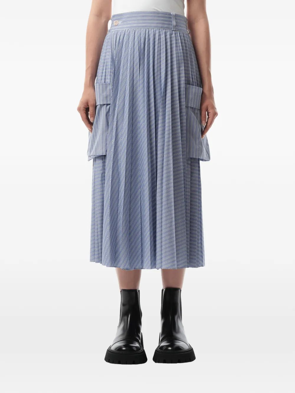 sacai Gestreepte plooirok Blauw
