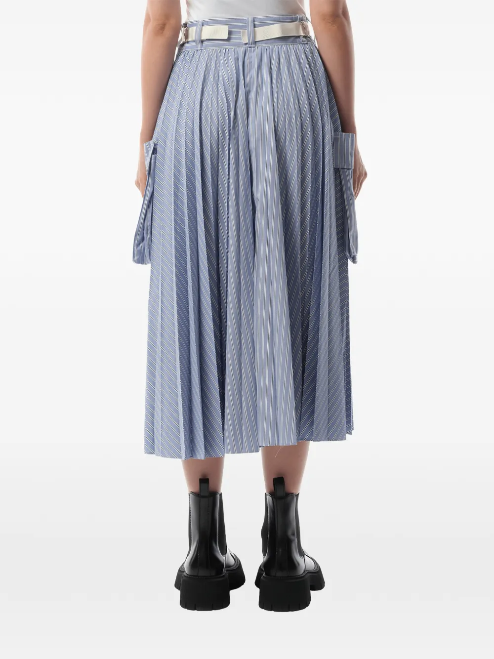 sacai Gestreepte plooirok Blauw