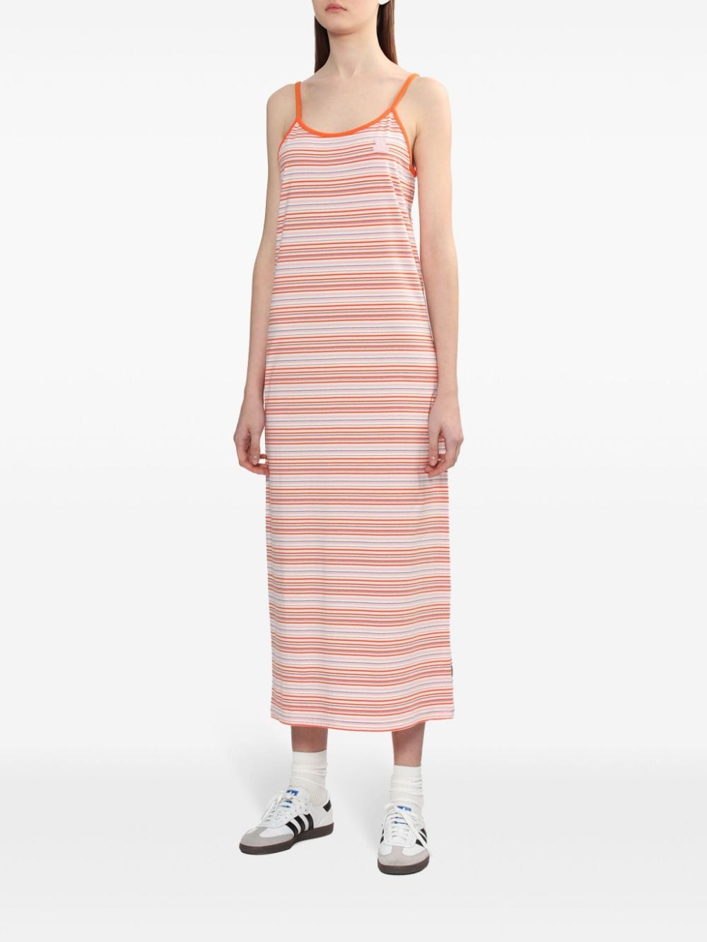 Shop Chocoolate Striped Midi Dress In Pink