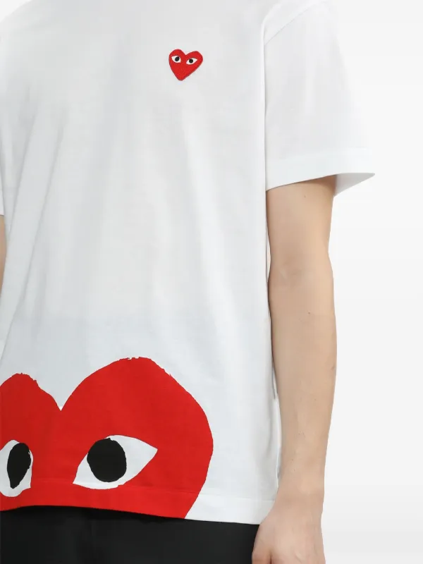 人気話題！COMME des GARCONS x PLAY T-Shirt White Comme Des Garçons Play heart-print Cotton T-shirt | White